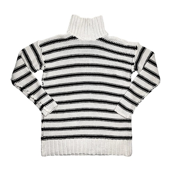 LAUREN Ralph Lauren Turtle Neck Exposed Seam Knit Striped Sweater - Picture 1 of 6